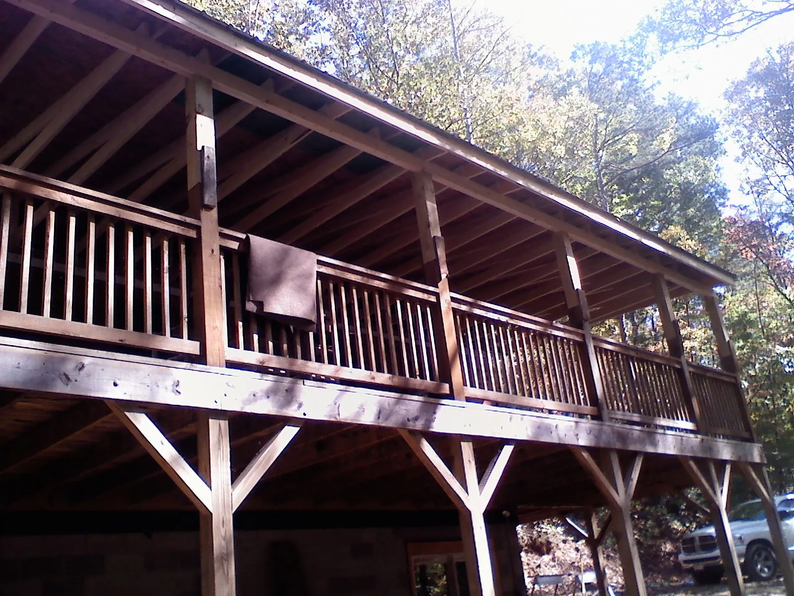 Timber framing under a new elevated porch and deck — Roof Leak Repair in Point Lookout by Roofing Brothers